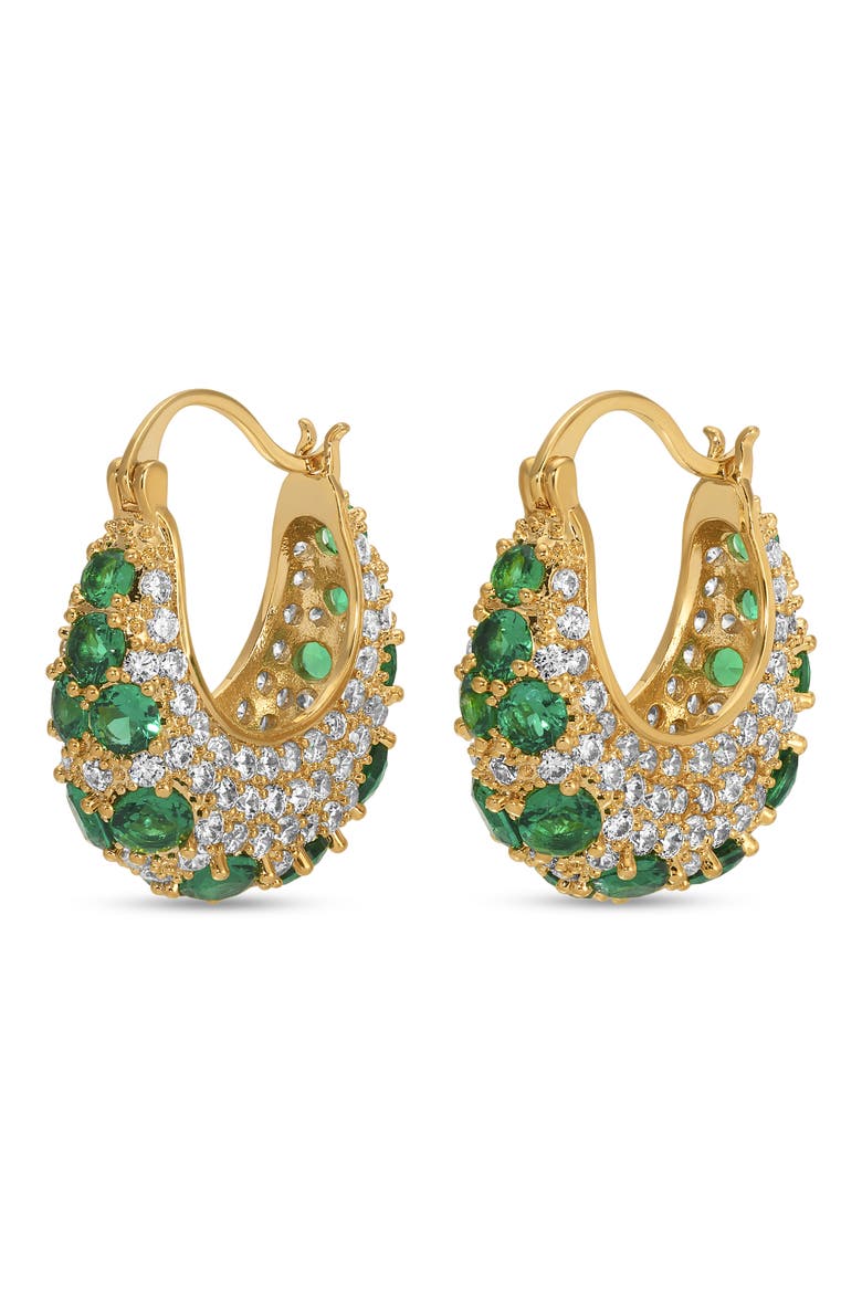 Serena Cubic Zirconia Hoop Earrings, Main, color, GOLD