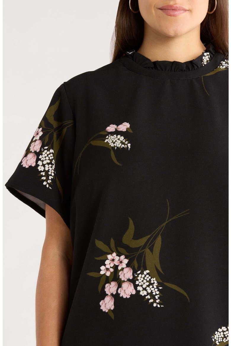 Rickie Floral Print Shift Minidress, Alternate, color, BLACK-MULTI