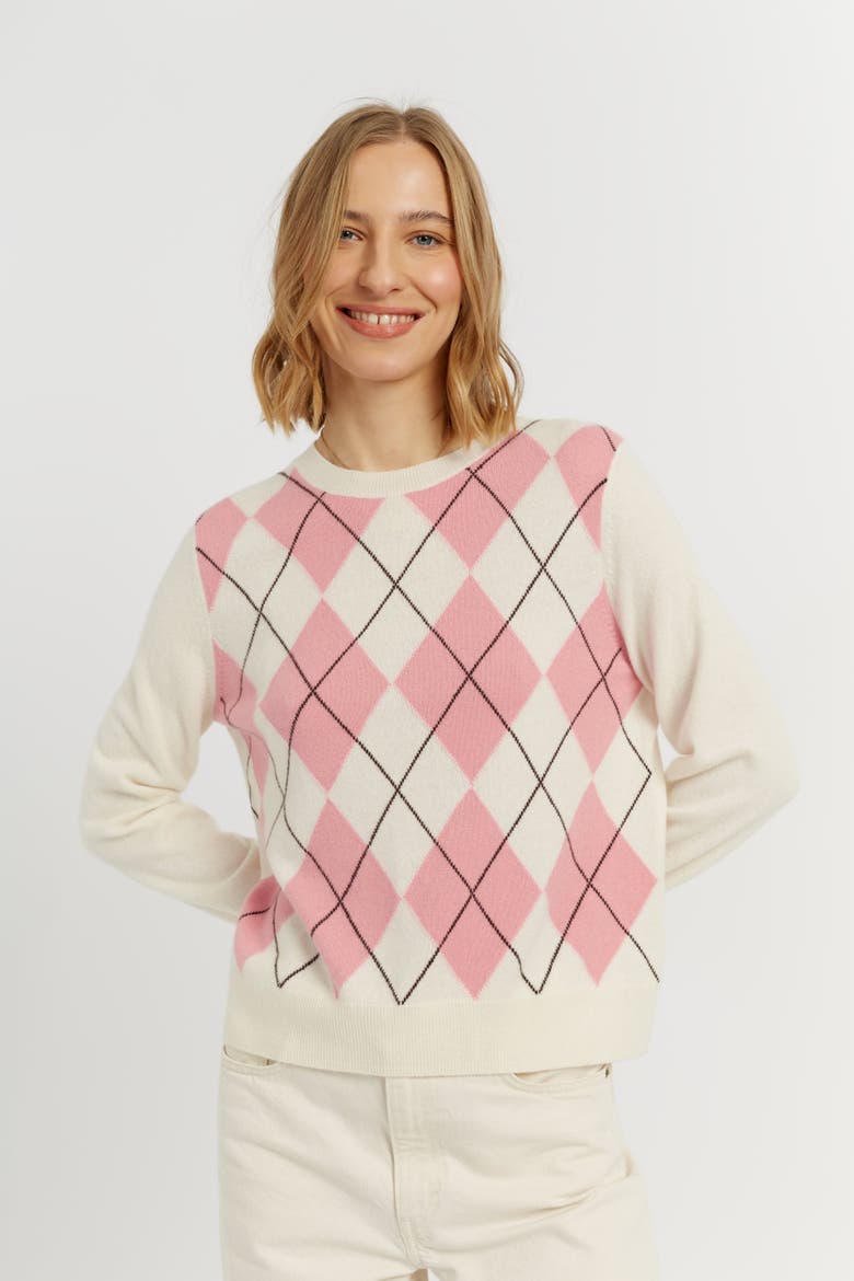 Wool-Cashmere Diamond Sweater, Main, color, Salmon