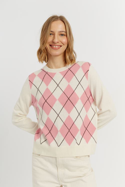 Chinti & Parker Wool-cashmere Diamond Sweater In Salmon