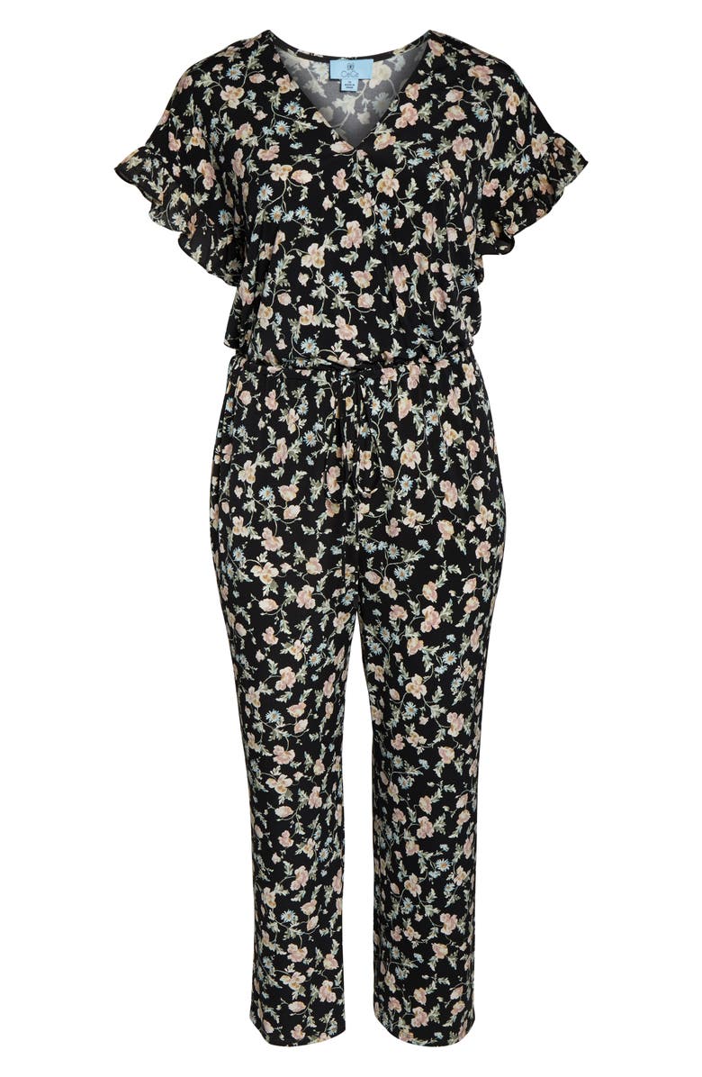CeCe Duchess Floral Print Faux Wrap Jumpsuit, Alternate, color,