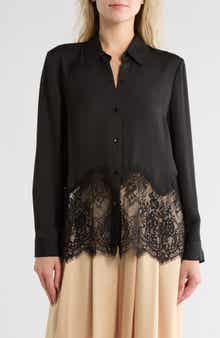 L'AGENCE Adalee Lace Trim Button-Up Shirt