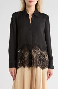 L'AGENCE Adalee Lace Trim Button-Up Shirt