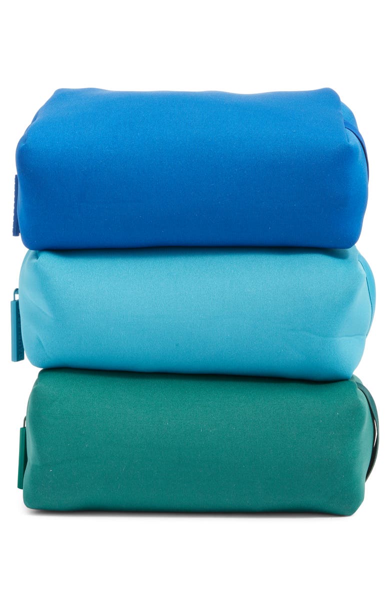 BaubleBar Take It Away Set of 3 Storage Pouches, Alternate, color, Blue