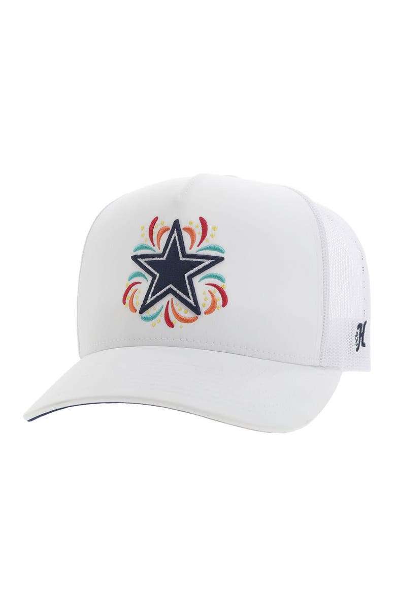 HOOEY Men's HOOey White Dallas Cowboys NFL Fiesta Adjustable Trucker Hat, Main, color, White