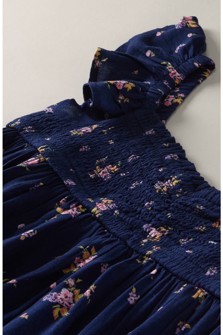 Kids' Flutter Sleeve Romper, Alternate, color, NAVY DENIM FIELD FLOWERS