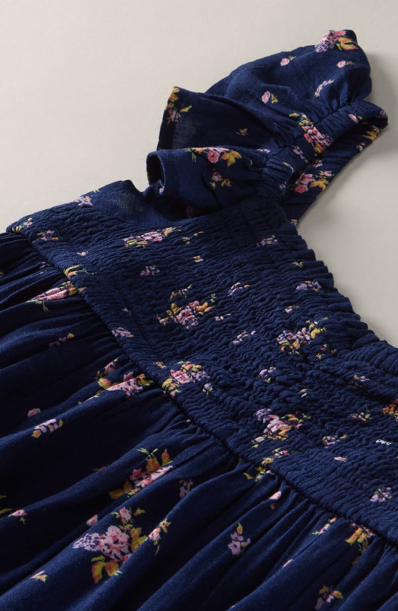 Treasure & Bond Kids' Flutter Sleeve Romper, Alternate, color, Navy Denim Field Flowers