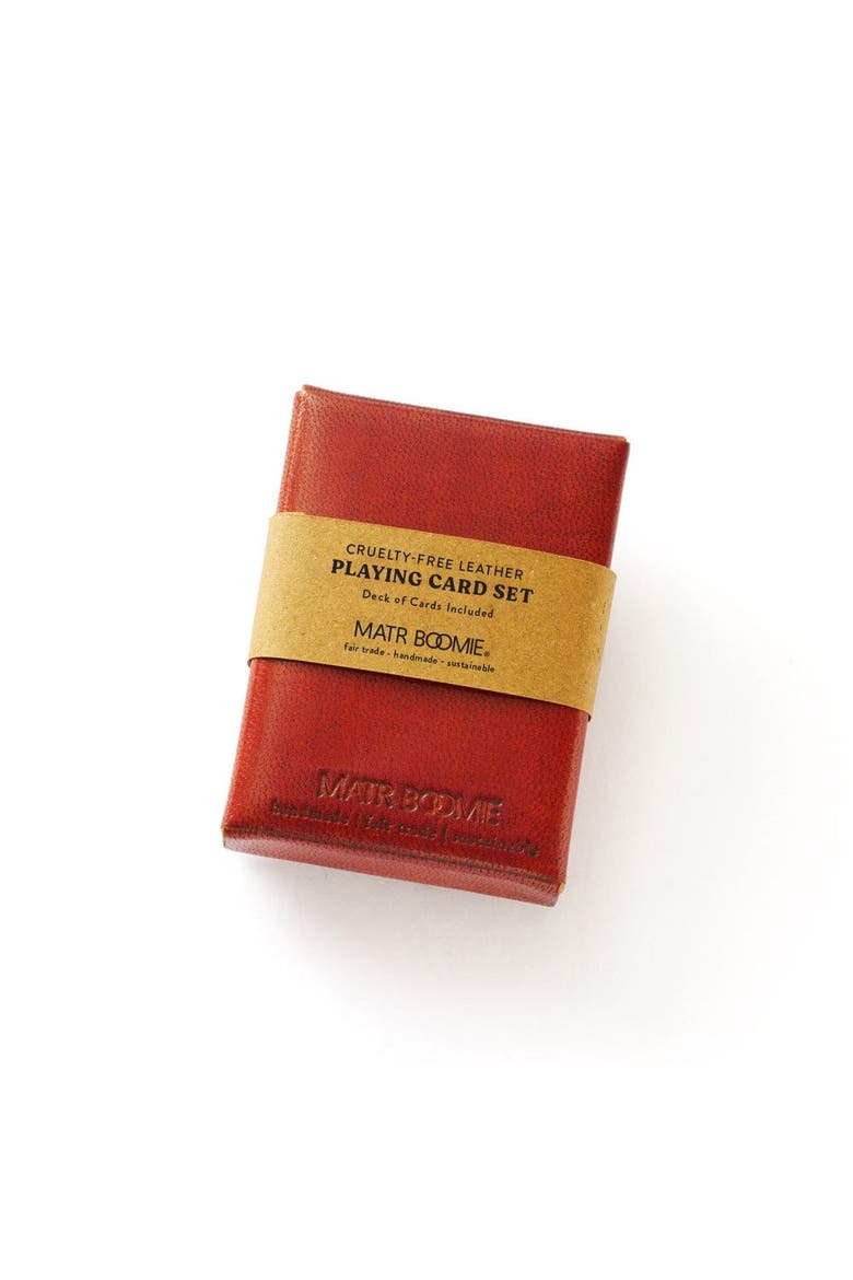 Embossed Leather Playing Cards Set, Alternate, color, Brown