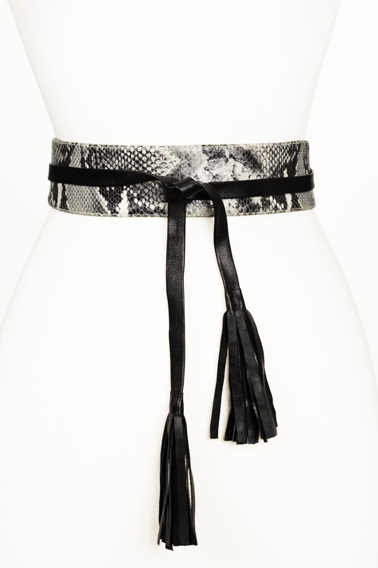 Wrap leather belt, Main, color, Gray