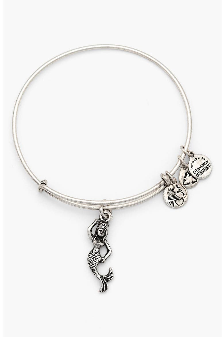 'Mermaid' Charm Expandable Bangle, Main, color, RAFAELIAN SILVER