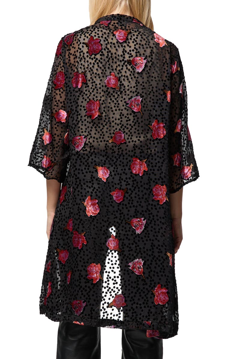 SAACHI Rose Velvet Burnout Ruana, Alternate, color, Black