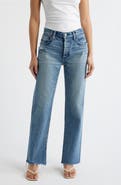MOUSSY VINTAGE Foster Distressed Raw Hem Straight Leg Jeans