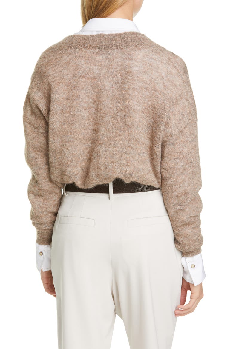 Floral Embellished Mohair & Alpaca Blend Cardigan, Alternate, color, CAFFE