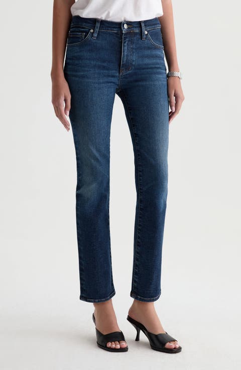 Mari Mid Rise Ankle Slim Straight Leg Jeans (Night Cap)