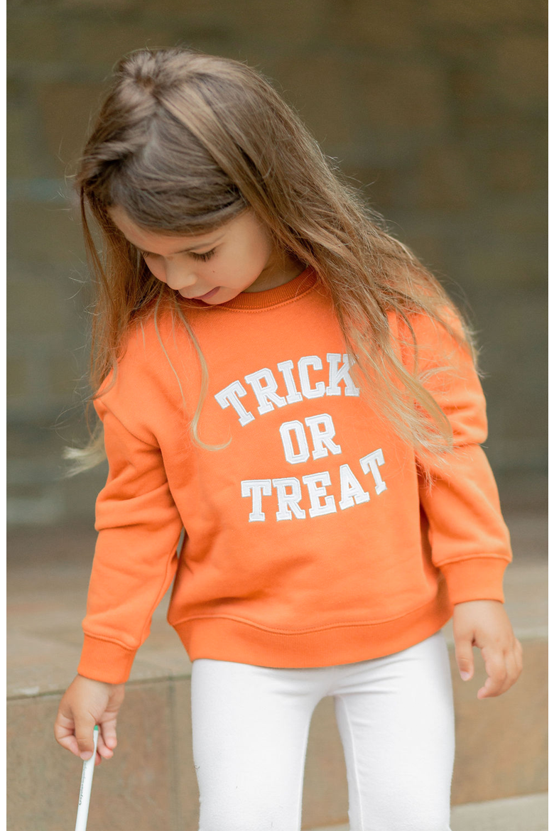 Trick-or-Treat Halloween Sweatshirt, Alternate, color, White/Orange