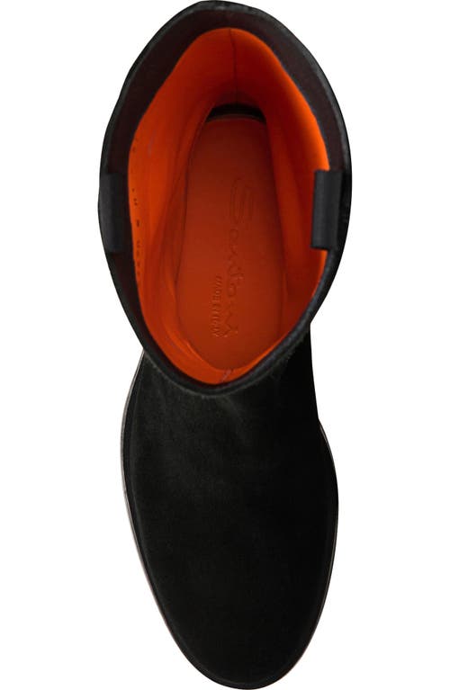 Santoni Fleeces Suede Tall Ranch Boots In Black