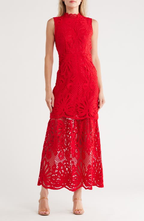 Sleeveless Guipure Lace Maxi Dress