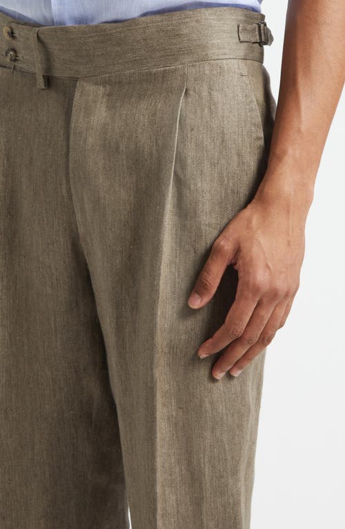 Isaia Casalnuovo Silk, Cashmere & Linen Délavé Trousers In Brown
