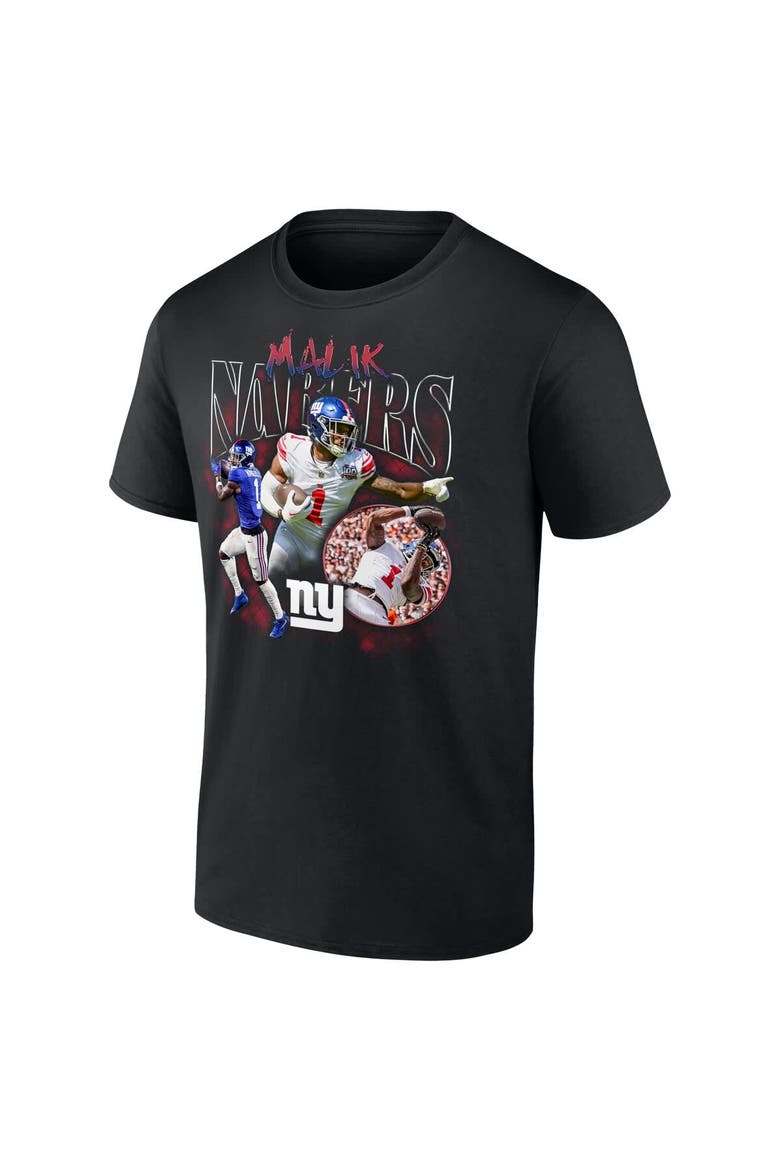 Men's Fanatics Malik Nabers Black New York Giants Notorious Player Graphic T-Shirt, Alternate, color, Black