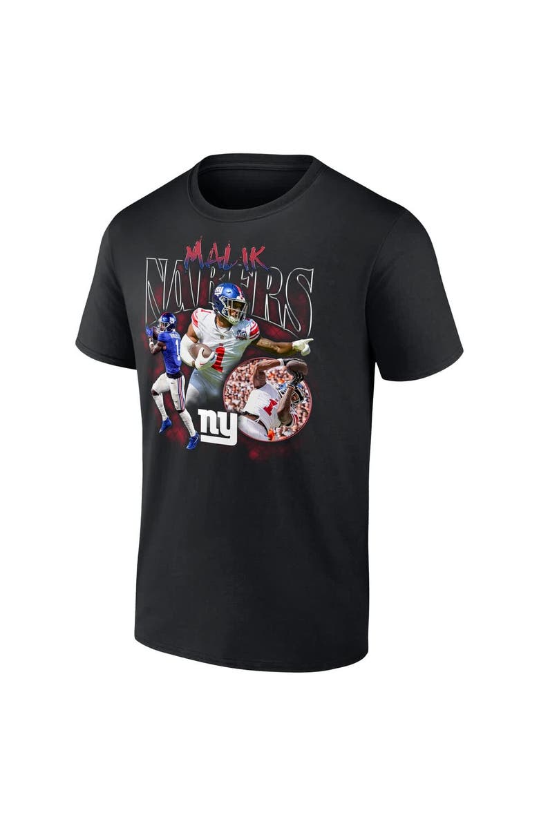 FANATICS Men's Fanatics Malik Nabers Black New York Giants Notorious Player Graphic T-Shirt, Alternate, color, Black