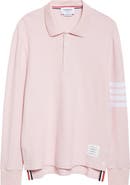 Thom Browne 4-Bar Long Sleeve Cotton Piqué Polo