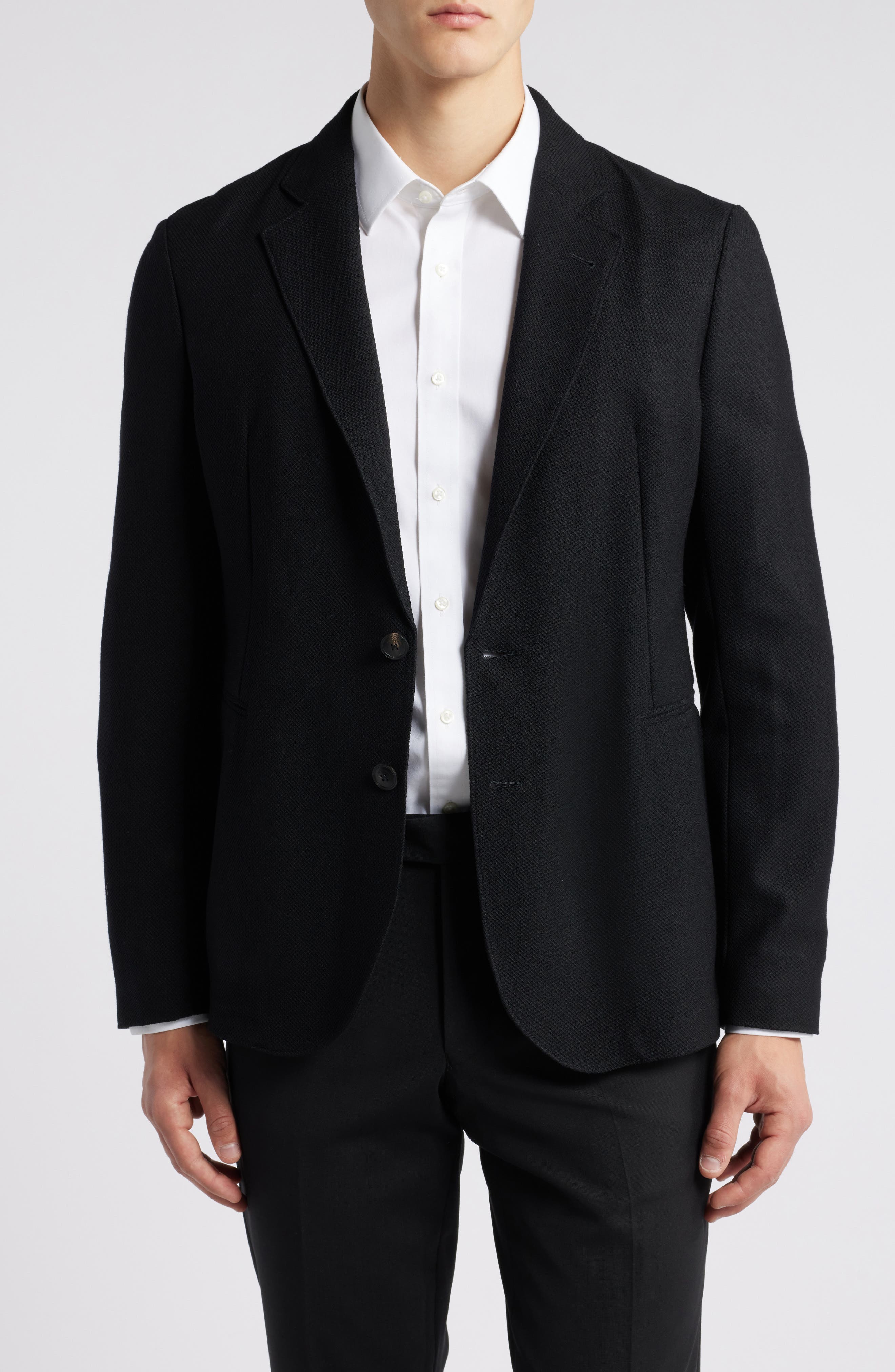 Emporio Armani Textured Black Wool Sport Coat