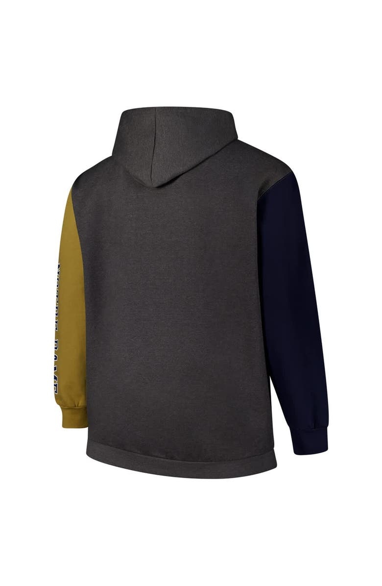 FANATICS Men's Fanatics Charcoal Notre Dame Fighting Irish Big & Tall Contrast Sleeves Pullover Hoodie, Alternate, color, 