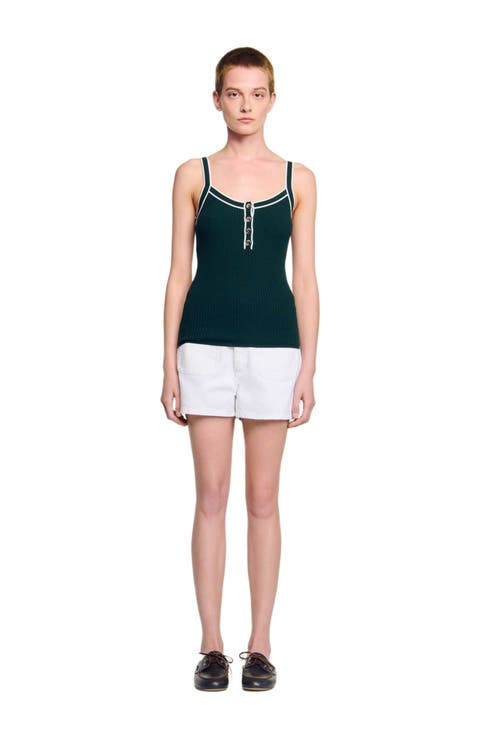 Two-tone knit vest top