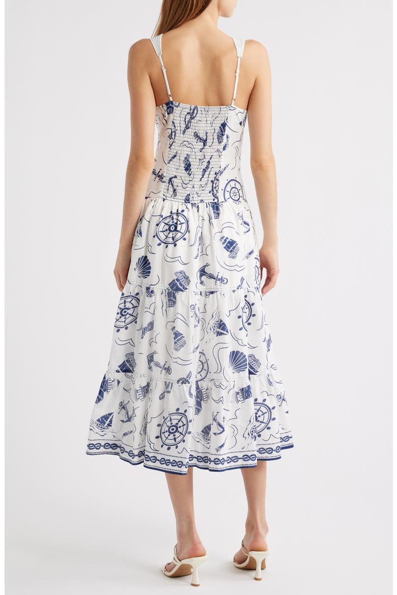 Print Ruffle Hem Sleeveless Midi Dress, Alternate, color, IVORY MULTI