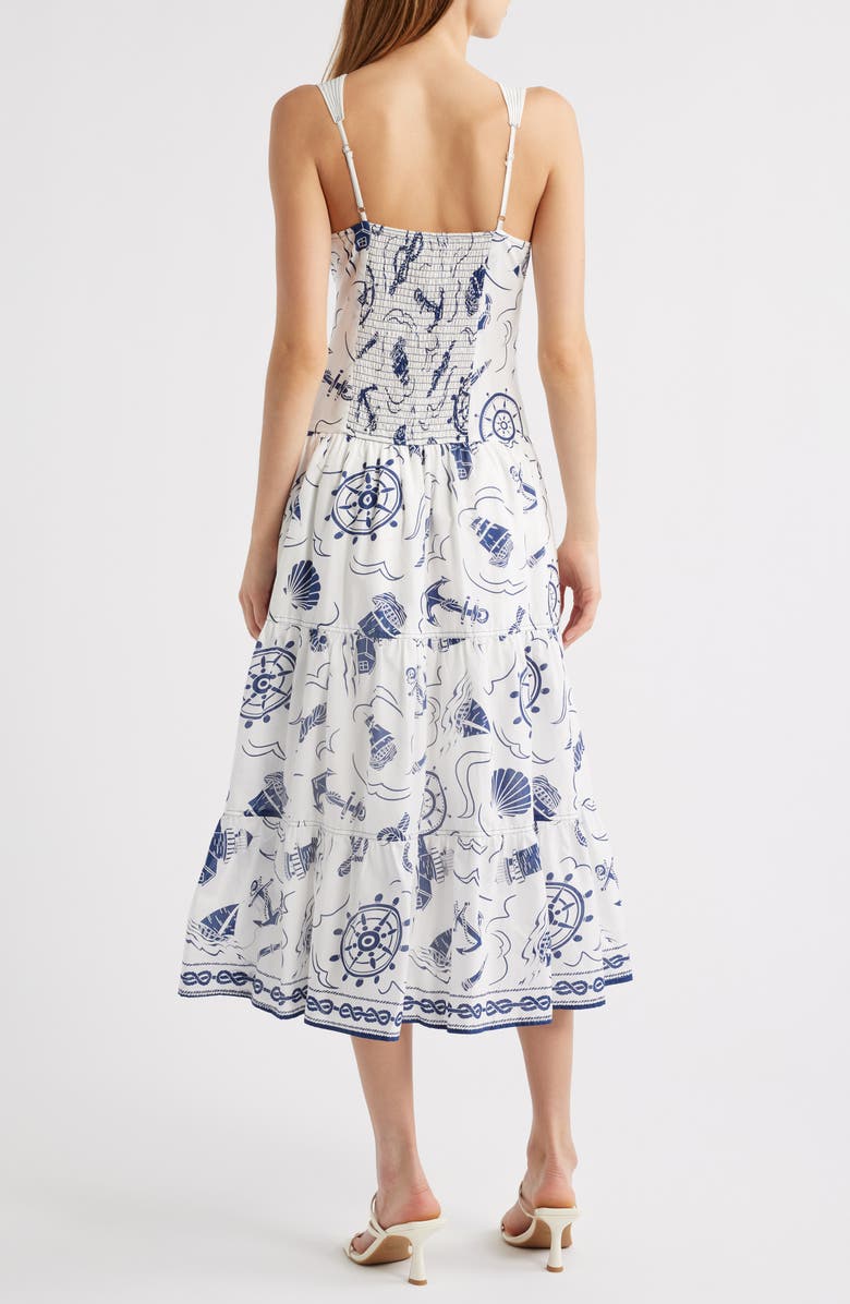 MOON RIVER Print Ruffle Hem Sleeveless Midi Dress, Alternate, color, Ivory Multi