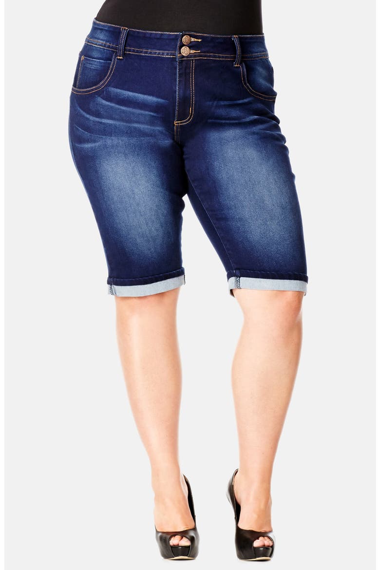 Denim Bermuda Shorts, Main, color, DARK DENIM