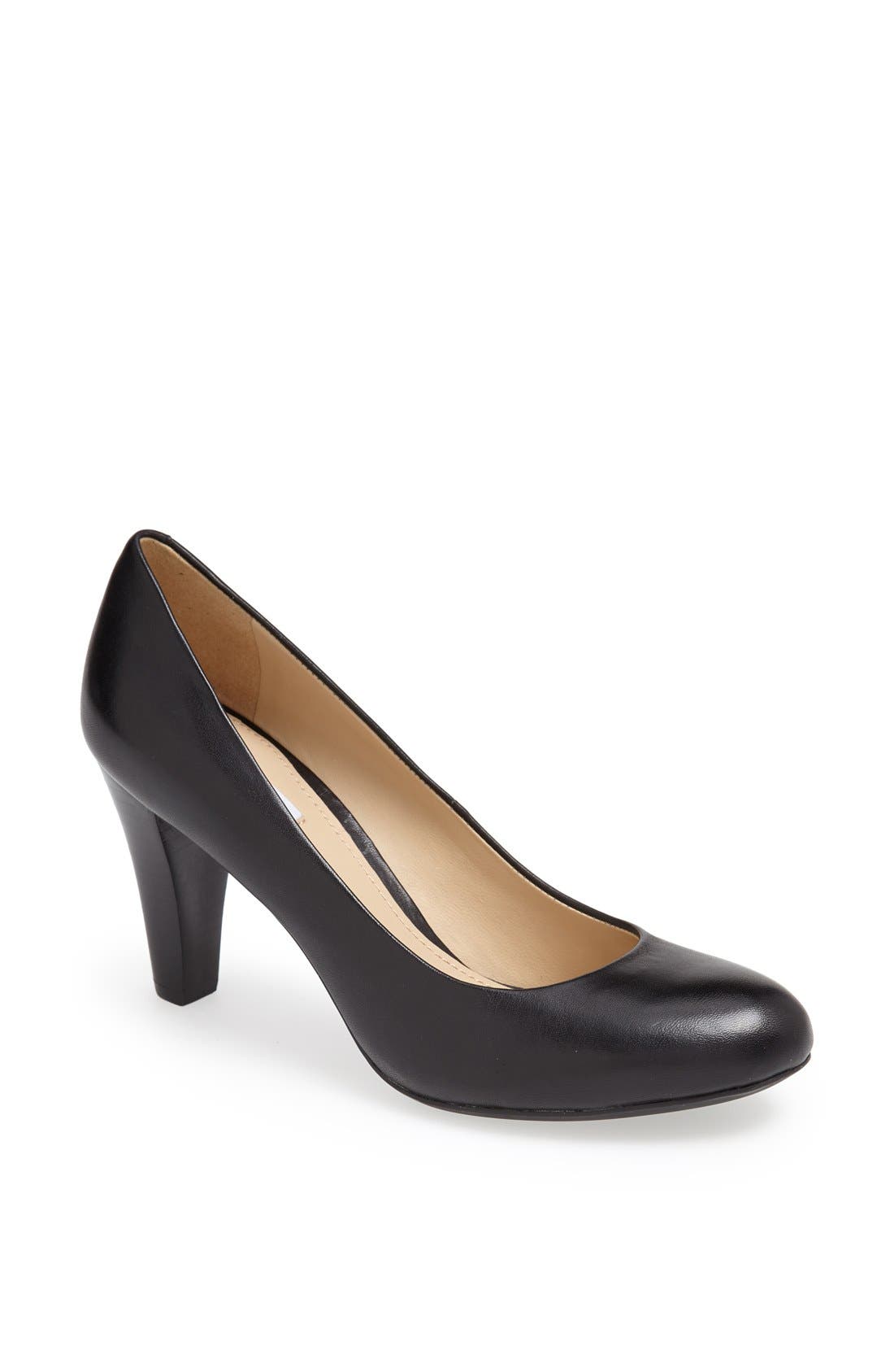 'Marie' Pump, Main, color, BLACK LEATHER