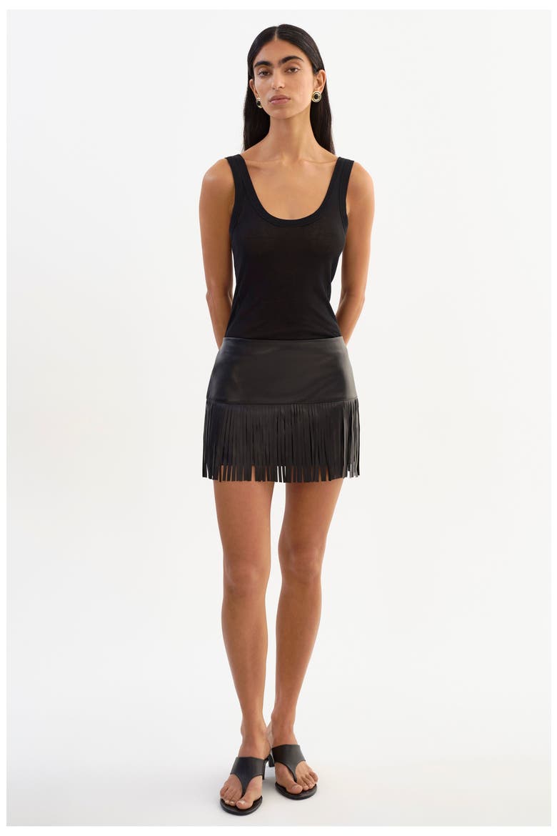 HUNTER | Leather Fringe Skirt, Main, color, Black