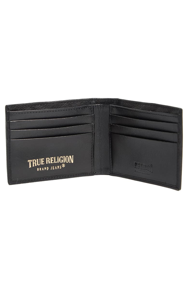 True Religion Aglet Slim Bifold RFID Wallet, Alternate, color, Black/Gold