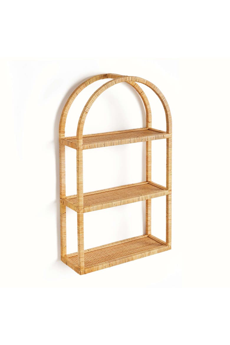 New Haven 3-Tier Curio Decorative Wall Shelf, Main, color, Beige