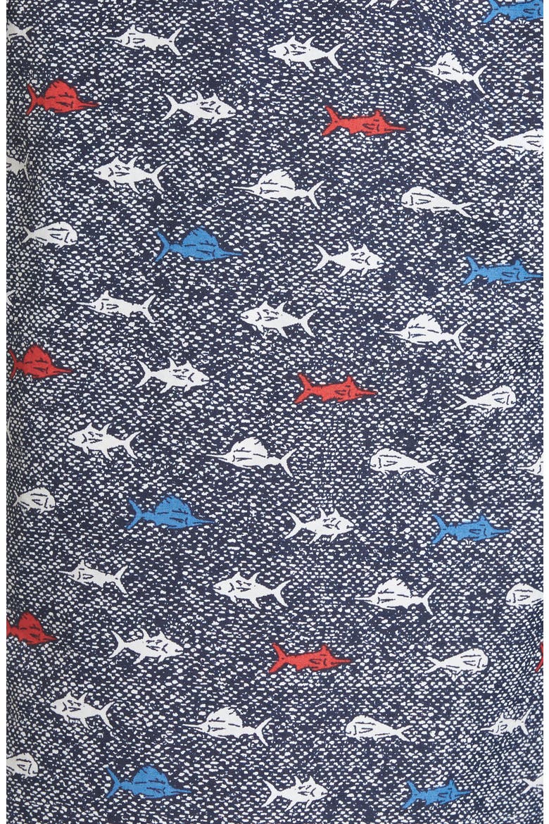 PFG Backcast II Print Swim Trunks, Alternate, color, COLLEGIATE NAVY FISH SCHOOL