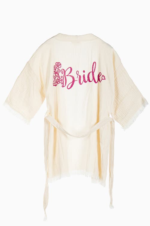 Forever & Always Shoes Thalassa Hande Bridal Short Kimono In White/pink