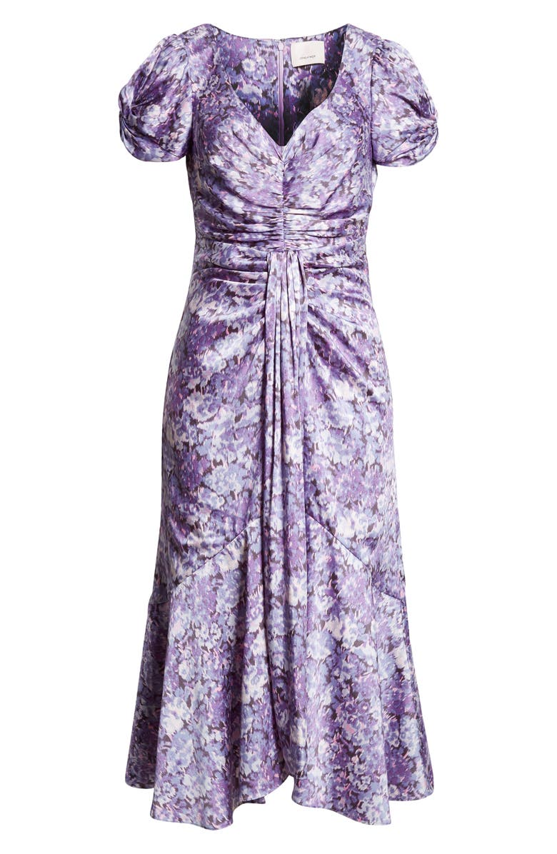 Cinq à Sept Hydrangea Center Ruched Midi Dress, Alternate, color, 