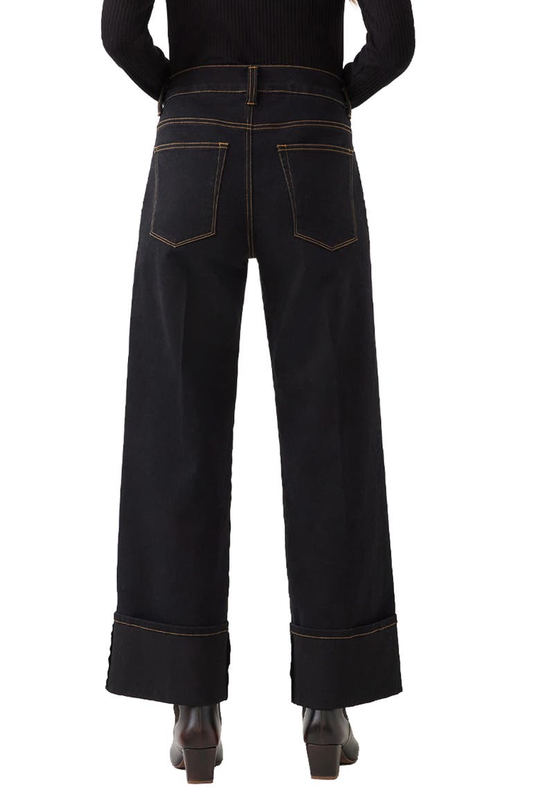 Cuffed Cropped Wide Leg Jeans, Alternate, color, BLACK