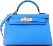 Pre-Owned Hermes Kelly Mini II Bag Blue Chevre Mysore with Gold Hardware 20