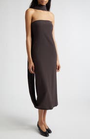 Paloma Wool Alberch Strapless Wool Blend Dress with Attached Scarf