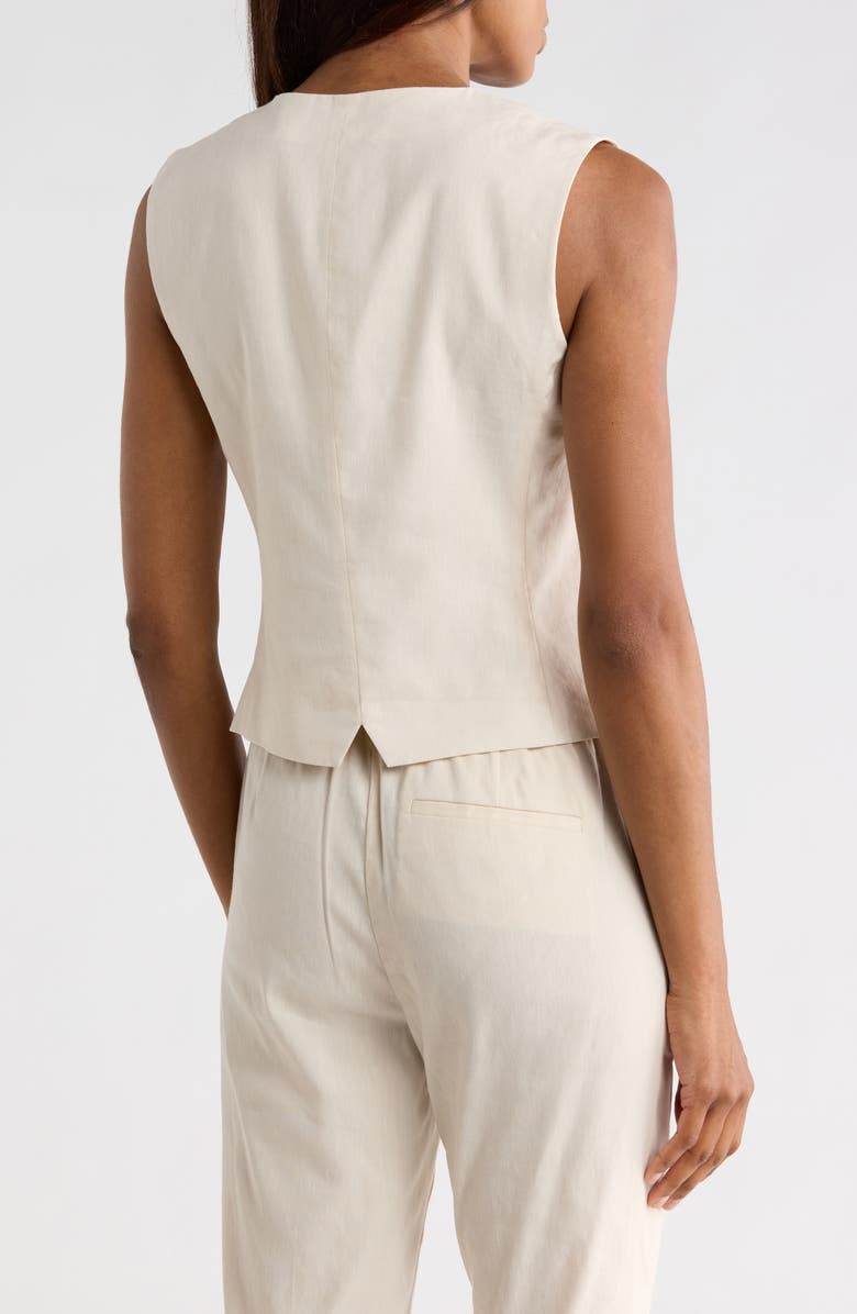 Theory Linen Blend Vest, Alternate, color, Sand