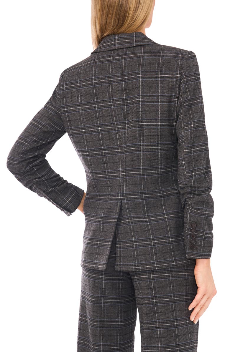 Halogen<sup>®</sup> Plaid Scrunch Sleeve Blazer, Alternate, color, Aegean Blue