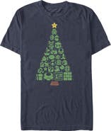 NINTENDO Men's Nintendo Christmas Tree Mosaic  Graphic T-Shirt