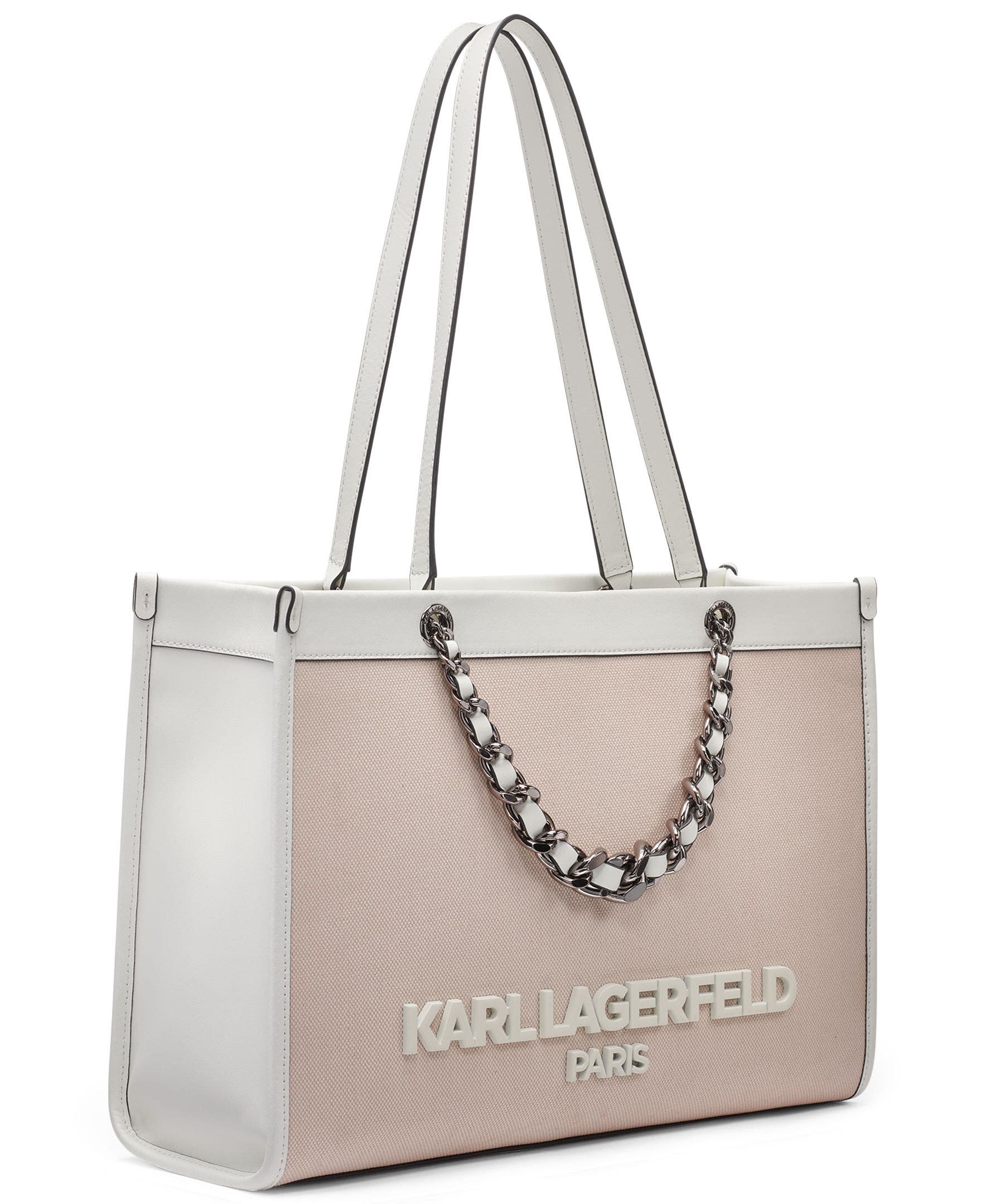 KARL LAGERFELD PARIS Savoie Canvas Tote, Alternate, color, Light Pink