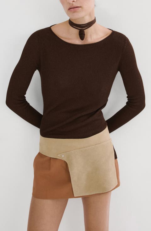 Asymmetric Rib Sweater (Plus)
