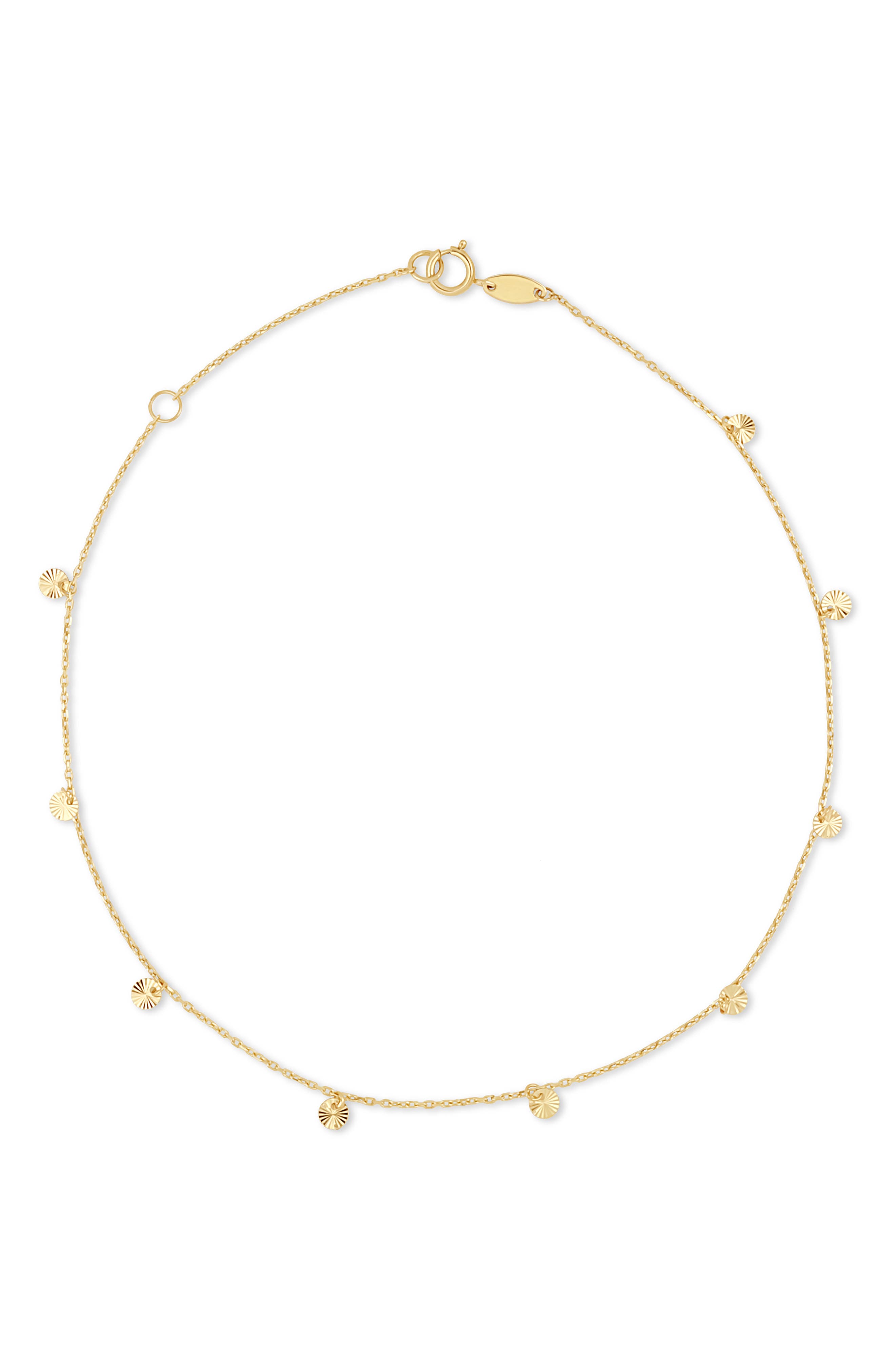 14K Gold Disc Station Anklet
