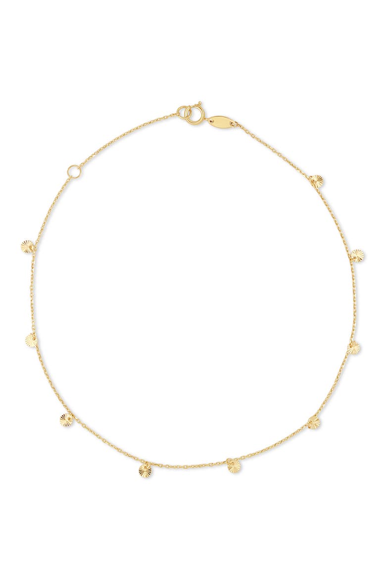 14K Gold Disc Station Anklet, Main, color, 14KY