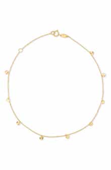 14K Gold Disc Station Anklet