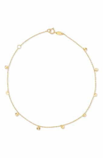 14K Gold Disc Station Anklet